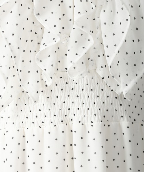 MISCH MASCH（ミッシュマッシュ）の「2026春夏新作 フリルカラーシアーワンピース（ワンピース・レディース・ホワイト×ブラック/グリーン・M/S）」の14枚目の写真