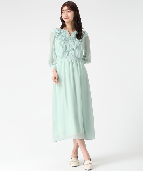 MISCH MASCH(ミッシュマッシュ)の「2026春夏新作 フリルカラーシアーワンピース(ワンピース・レディース・ホワイト×ブラック/グリーン・M/S)」の16枚目の写真