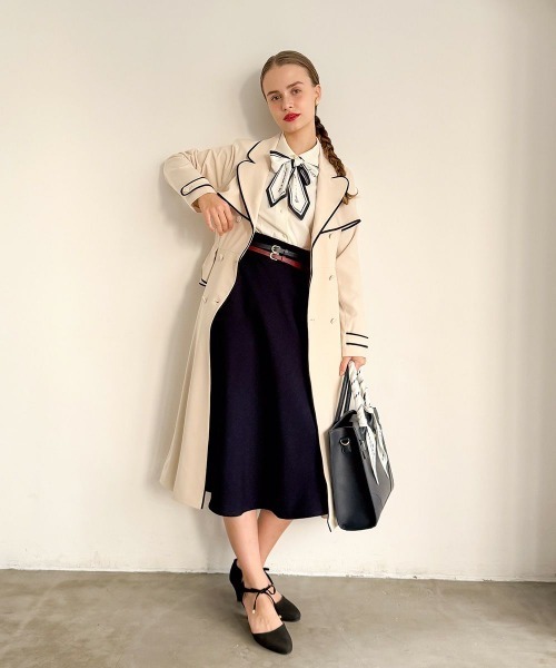 an another angelus(アンアナザーアンジェラス)の「ロゴスカーフリボン付きシャツ(シャツ/ブラウス・レディース・ピンクベージュ/アイボリー・FREE)」の5枚目の写真