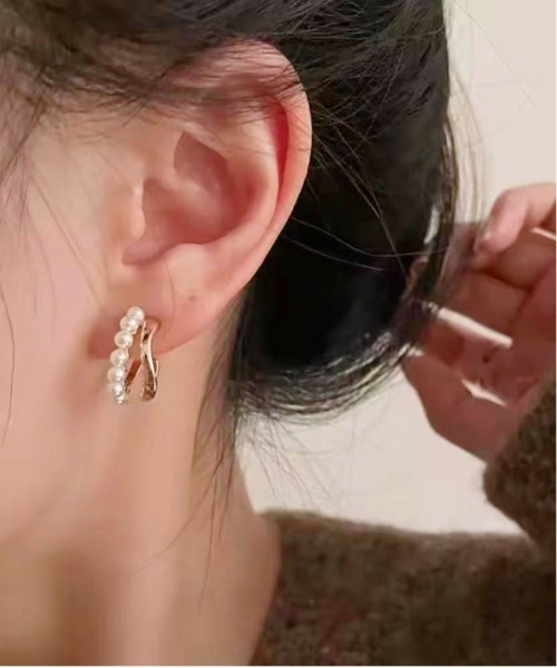 Port(ポート)の「【 Port / ポート 】 フェイクパール コンビデザイン ピアス_(ピアス(両耳用)・レディース・ゴールド/シルバー・FREE/フリ-)」の9枚目の写真
