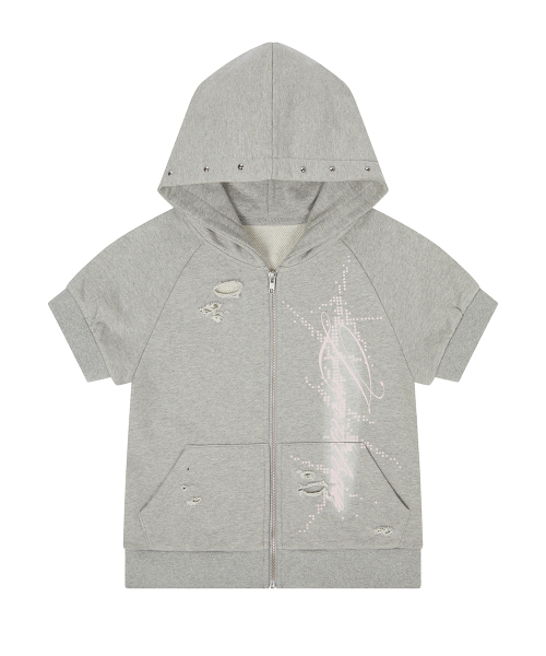 LUVISTRUE（ラヴイズトゥルー）の「EL DAMAGE SHORT SLEEVED HOOD ZIP UP(GRAY)（パーカー・レディース・その他・FREE）」の2枚目の写真