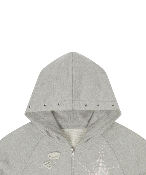 LUVISTRUE（ラヴイズトゥルー）の「EL DAMAGE SHORT SLEEVED HOOD ZIP UP(GRAY)（パーカー・レディース・その他・FREE）」の4枚目の写真