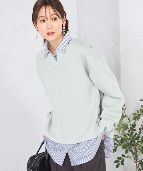 GALLORIA（ギャローリア）の「ダンボールキーネックプルオーバー（Tシャツ/カットソー・レディース・ネイビー/ライトグリーン/ライトベージュ・L/LL/M/S）」の3枚目の写真