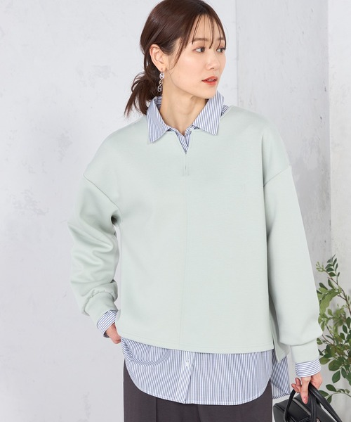 GALLORIA（ギャローリア）の「ダンボールキーネックプルオーバー（Tシャツ/カットソー・レディース・ネイビー/ライトグリーン/ライトベージュ・L/LL/M/S）」の9枚目の写真