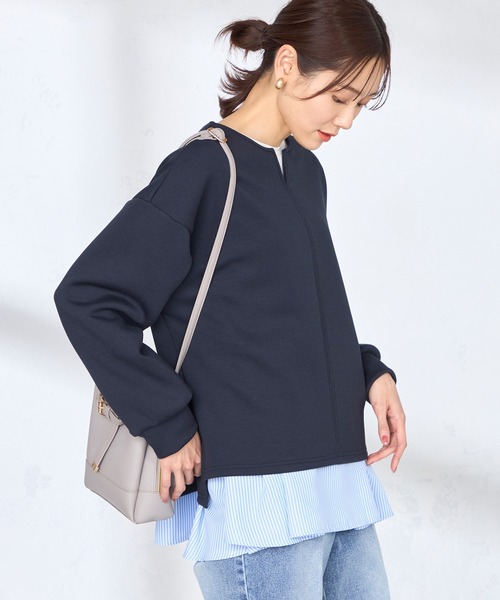 GALLORIA（ギャローリア）の「ダンボールキーネックプルオーバー（Tシャツ/カットソー・レディース・ネイビー/ライトグリーン/ライトベージュ・L/LL/M/S）」の12枚目の写真