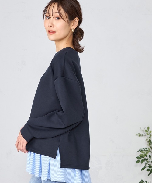 GALLORIA（ギャローリア）の「ダンボールキーネックプルオーバー（Tシャツ/カットソー・レディース・ネイビー/ライトグリーン/ライトベージュ・L/LL/M/S）」の14枚目の写真