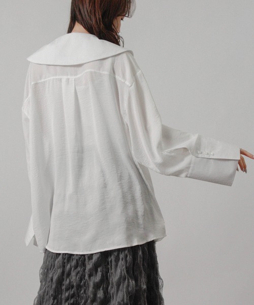 Social GIRL（ソーシャルガール）の「2026SS セーラーカラーリボンブラウス シャツブラウス 長袖ブラウス（シャツ/ブラウス・レディース・ブルー/オフホワイト/ベージュ・M）」の14枚目の写真