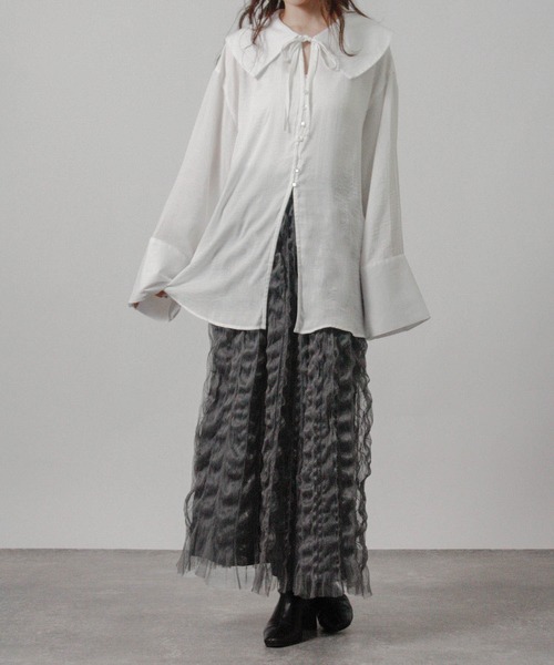 Social GIRL（ソーシャルガール）の「2026SS セーラーカラーリボンブラウス シャツブラウス 長袖ブラウス（シャツ/ブラウス・レディース・ブルー/オフホワイト/ベージュ・M）」の17枚目の写真