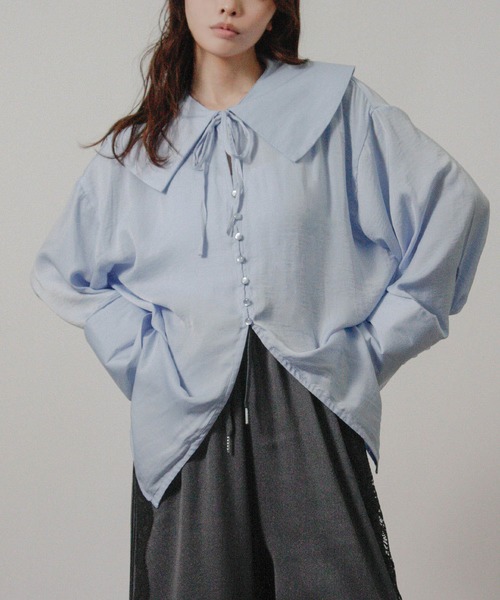 Social GIRL（ソーシャルガール）の「2026SS セーラーカラーリボンブラウス シャツブラウス 長袖ブラウス（シャツ/ブラウス・レディース・ブルー/オフホワイト/ベージュ・M）」の18枚目の写真