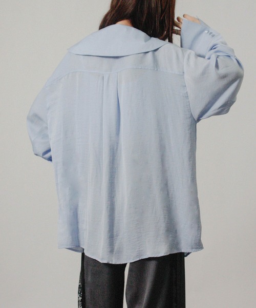 Social GIRL（ソーシャルガール）の「2026SS セーラーカラーリボンブラウス シャツブラウス 長袖ブラウス（シャツ/ブラウス・レディース・ブルー/オフホワイト/ベージュ・M）」の21枚目の写真