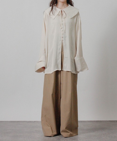 Social GIRL（ソーシャルガール）の「2026SS セーラーカラーリボンブラウス シャツブラウス 長袖ブラウス（シャツ/ブラウス・レディース・ブルー/オフホワイト/ベージュ・M）」の6枚目の写真