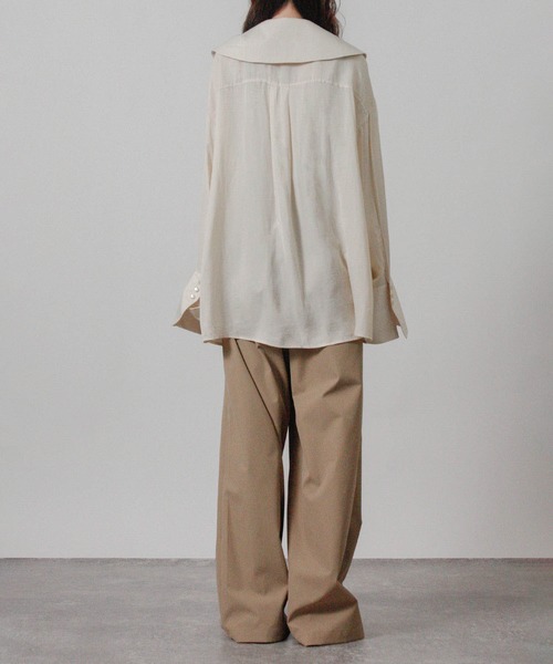 Social GIRL（ソーシャルガール）の「2026SS セーラーカラーリボンブラウス シャツブラウス 長袖ブラウス（シャツ/ブラウス・レディース・ブルー/オフホワイト/ベージュ・M）」の8枚目の写真