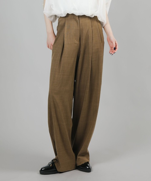 aimoha（アイモハ）の「【セットアップ着用可能】ワイドタックパンツ（スラックス・レディース・ブラック/モカ・SMALL）」の6枚目の写真