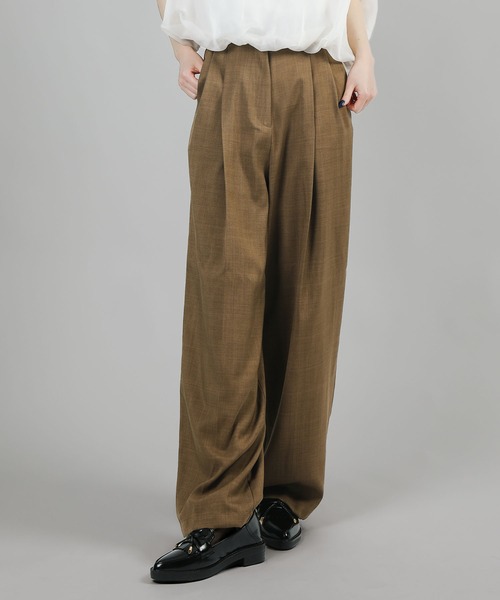 aimoha（アイモハ）の「【セットアップ着用可能】ワイドタックパンツ（スラックス・レディース・ブラック/モカ・SMALL）」の9枚目の写真