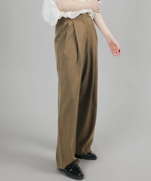 aimoha（アイモハ）の「【セットアップ着用可能】ワイドタックパンツ（スラックス・レディース・ブラック/モカ・SMALL）」の12枚目の写真