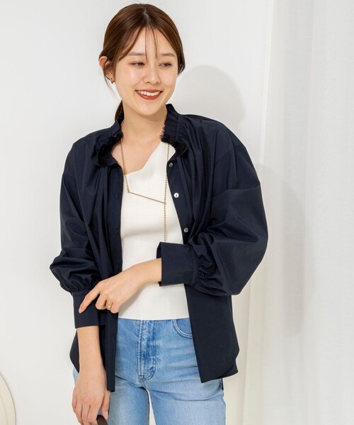 NOLLEY’S(ノーリーズ)の「ウォッシャブルフリル襟ブラウス(シャツ/ブラウス・レディース・サックスブルー/ホワイト/ネイビー・38)」の19枚目の写真