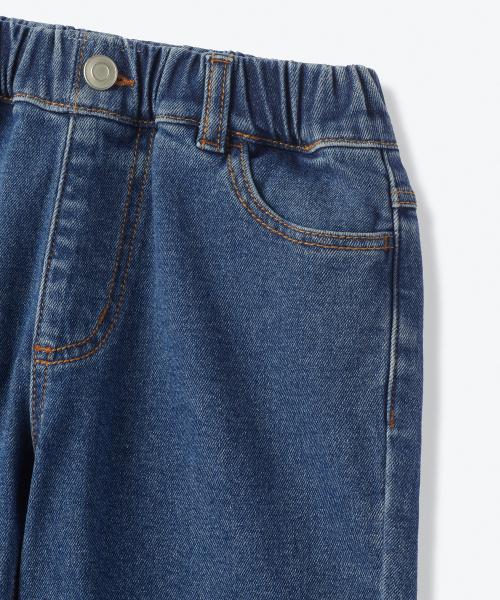 MUSINSA STANDARD KIDS（ムシンサスタンダードキッズ）の「起毛レギュラーフィットバンディングデニムパンツ[ミディアムインディゴ]（デニムパンツ・レディース・その他・120/100/160/150/140/130）」の4枚目の写真