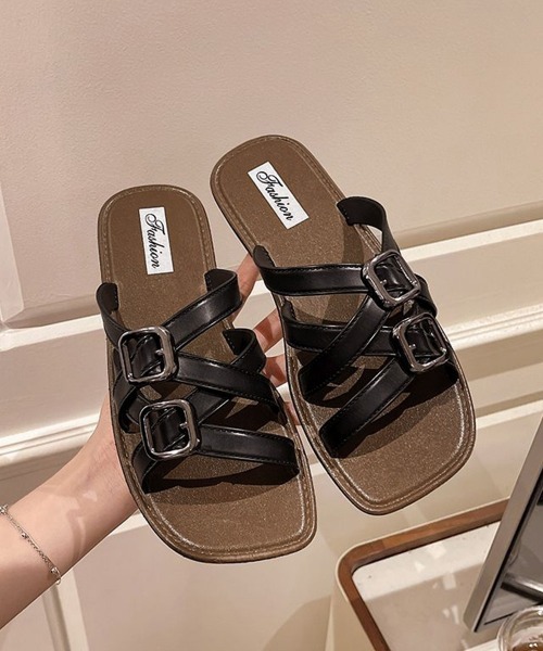 Miniministore(ミニミニストア)の「ベルトサンダル クロスストラップサンダル(サンダル・レディース・グレー/ブラック/アイボリー・S/M/L)」の16枚目の写真