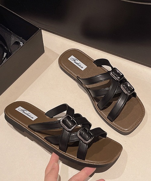 Miniministore(ミニミニストア)の「ベルトサンダル クロスストラップサンダル(サンダル・レディース・グレー/ブラック/アイボリー・S/M/L)」の17枚目の写真