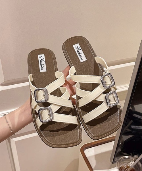Miniministore(ミニミニストア)の「ベルトサンダル クロスストラップサンダル(サンダル・レディース・グレー/ブラック/アイボリー・S/M/L)」の18枚目の写真