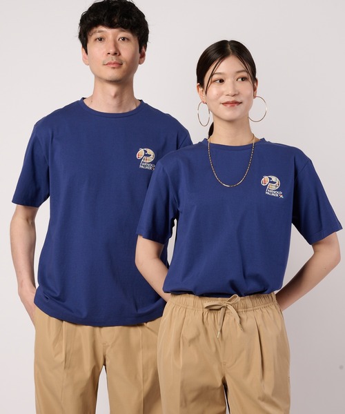 Arnold Palmer(アーノルドパーマー)の「ドッグモチーフ シェア Tシャツ(Tシャツ/カットソー・レディース・ホワイト/ダークブルー・XS/S/M/L/LL)」の1枚目の写真