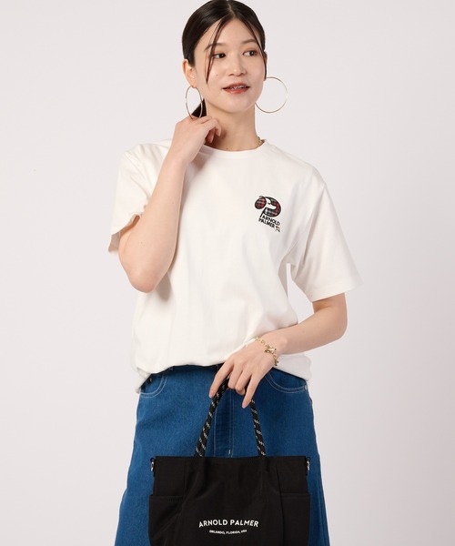 Arnold Palmer(アーノルドパーマー)の「ドッグモチーフ シェア Tシャツ(Tシャツ/カットソー・レディース・ホワイト/ダークブルー・XS/S/M/L/LL)」の5枚目の写真