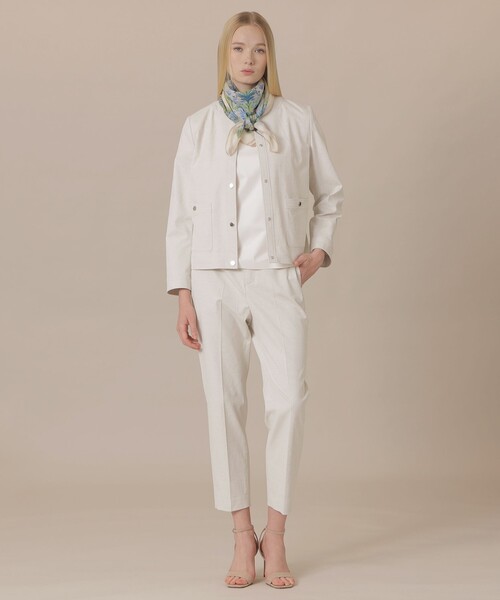 MACKINTOSH LONDON（マッキントッシュ ロンドン）の「コットンリネンブレンドオックスジャケット（ノーカラージャケット・レディース・ホワイト系その他/チャコールグレー・40/38）」の3枚目の写真