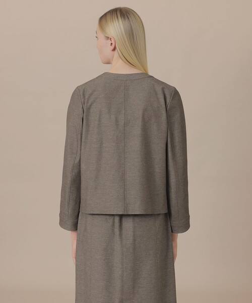 MACKINTOSH LONDON（マッキントッシュ ロンドン）の「コットンリネンブレンドオックスジャケット（ノーカラージャケット・レディース・ホワイト系その他/チャコールグレー・40/38）」の8枚目の写真