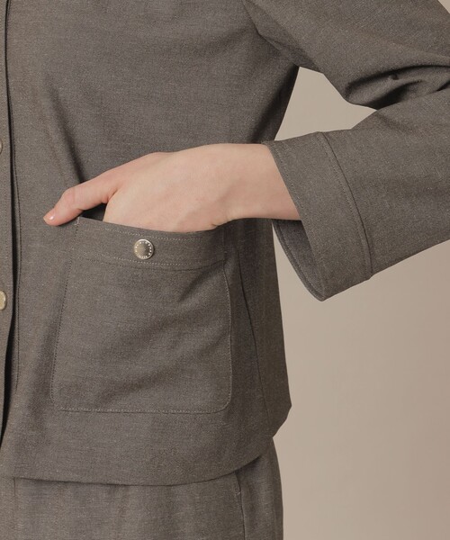 MACKINTOSH LONDON（マッキントッシュ ロンドン）の「コットンリネンブレンドオックスジャケット（ノーカラージャケット・レディース・ホワイト系その他/チャコールグレー・40/38）」の10枚目の写真