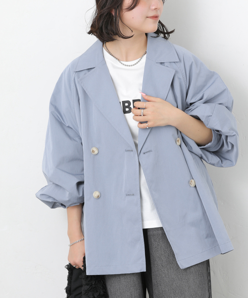 JOURNAL STANDARD relume(ジャーナルスタンダード レリューム)の「ヴィンテージクロストレンチコート(トレンチコート・レディース・ブルー/ベージュ/ホワイト・FREE)」の3枚目の写真