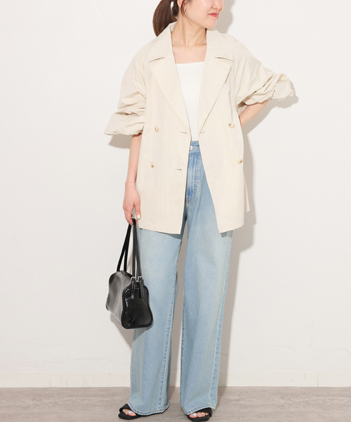 JOURNAL STANDARD relume(ジャーナルスタンダード レリューム)の「ヴィンテージクロストレンチコート(トレンチコート・レディース・ブルー/ベージュ/ホワイト・FREE)」の10枚目の写真