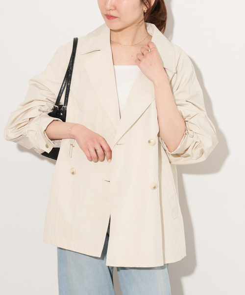 JOURNAL STANDARD relume(ジャーナルスタンダード レリューム)の「ヴィンテージクロストレンチコート(トレンチコート・レディース・ブルー/ベージュ/ホワイト・FREE)」の14枚目の写真