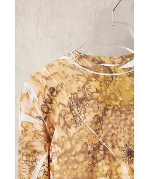 Desigual（デシグアル）の「【Desigual Studio】抽象プリント 装飾スリット入り長袖ボディスーツ（Tシャツ/カットソー・レディース・イエロー・M/L/S）」の6枚目の写真