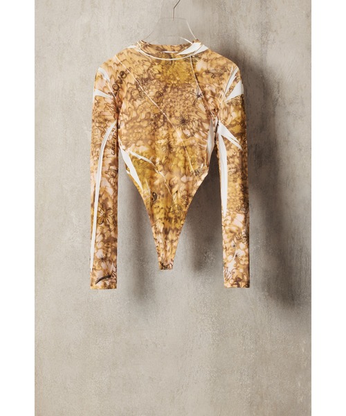 Desigual（デシグアル）の「【Desigual Studio】抽象プリント 装飾スリット入り長袖ボディスーツ（Tシャツ/カットソー・レディース・イエロー・M/L/S）」の3枚目の写真