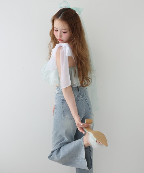 one after another NICE CLAUP（ワンアフターアナザーナイスクラップ）の「swimwear/肩リボンワンショルダー/3点セット（水着・レディース・チェック/ミント/アイボリー/ブラック・FREE）」の18枚目の写真