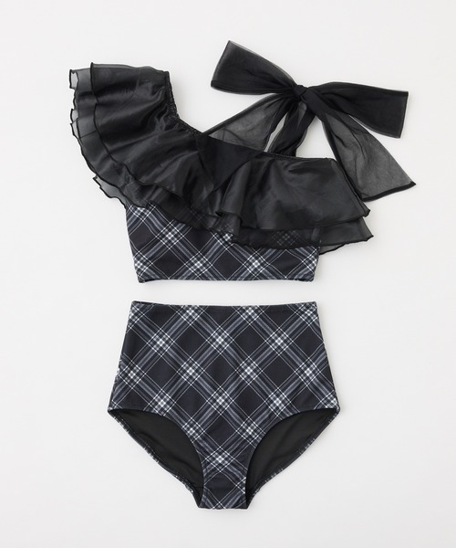 swimwear/肩リボンワンショルダー/3点セット（水着）｜one after