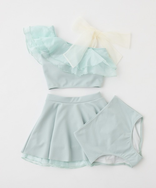 swimwear/肩リボンワンショルダー/3点セット（水着）｜one after