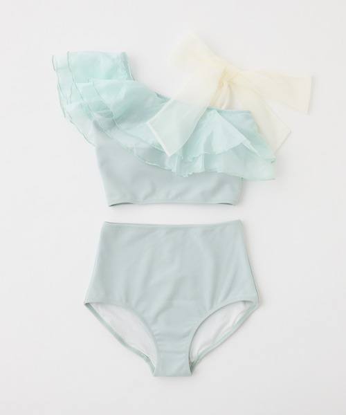 swimwear/肩リボンワンショルダー/3点セット（水着）｜one after
