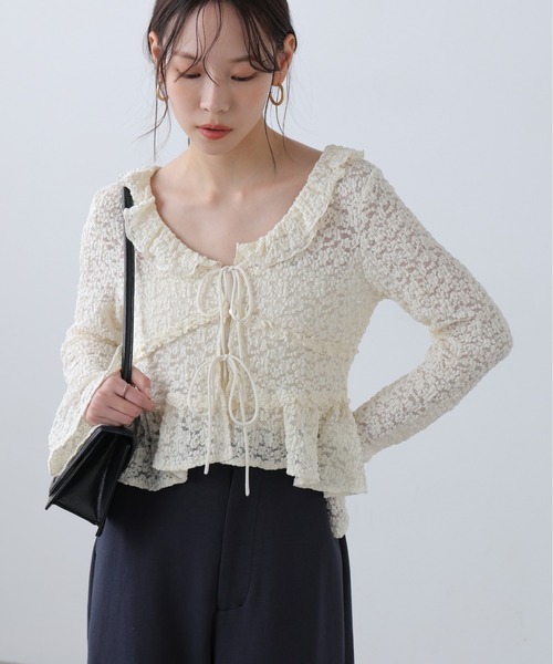 FREE'S MART(フリーズマート)の「◆前開きレースブラウス(シャツ/ブラウス・レディース・ブラック/ピンク/ホワイト・FREE)」の1枚目の写真