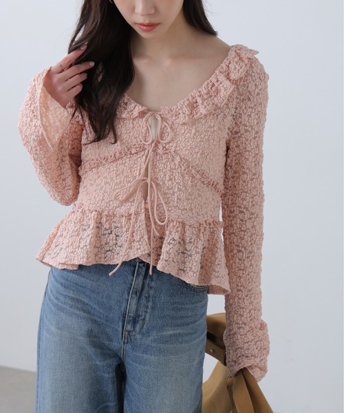 FREE'S MART(フリーズマート)の「◆前開きレースブラウス(シャツ/ブラウス・レディース・ブラック/ピンク/ホワイト・FREE)」の3枚目の写真