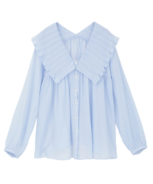 martinique（マルティニーク）の「コットンシフォンプリーツカラーブラウス（シャツ/ブラウス）」