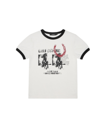 AAKAM（アーカム）の「Horseshoe Ringer Top (White)（Tシャツ/カットソー）」