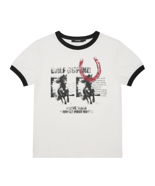 AAKAM(アーカム)の「Horseshoe Ringer Top (White)(Tシャツ/カットソー・レディース・その他・1/2)」の1枚目の写真