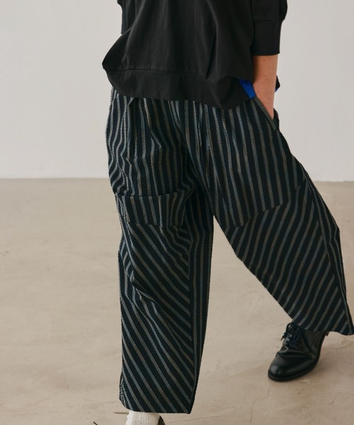 Kelen（ケレン）の「「KELEN / ケレン」コットンシアーサッカーストライプ　パネルデザインパンツ（その他パンツ・レディース・ブラック/オフホワイト・M/S）」の18枚目の写真