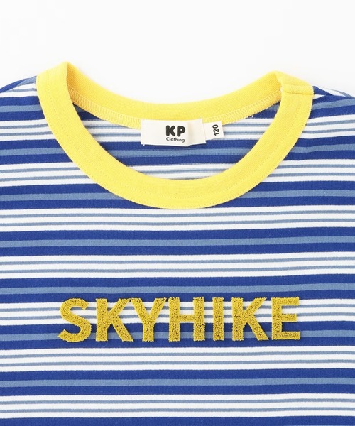 KP BOY（ケーピーボーイ）の「マルチボーダー半袖Tシャツ（Tシャツ/カットソー・キッズ・ブルー/ネイビー・160cm/120cm/130cm/140cm/150cm）」の4枚目の写真