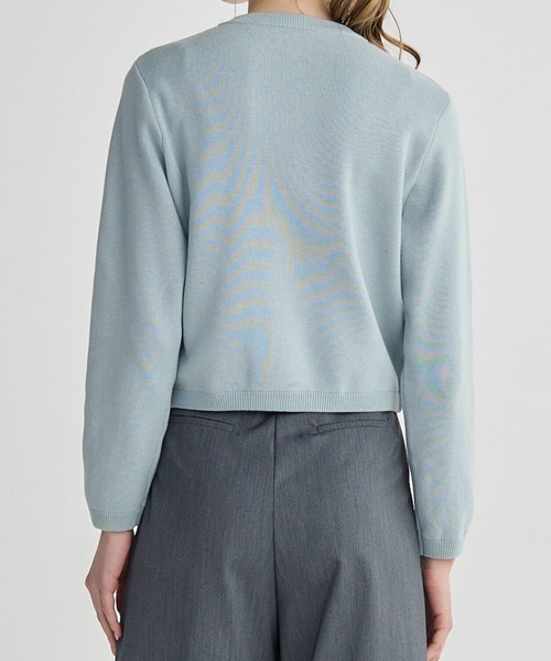 BIRTHDAY BASH(バースデイバッシュ)の「FLOWER BIJOU CREW NECK CARDIGAN(フラワージュークリューネックカーディガン)(カーディガン/ボレロ・レディース・アイボリー/グレー/ミント・FREE)」の9枚目の写真
