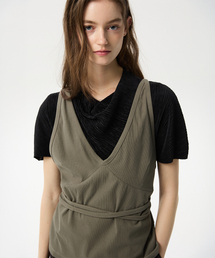MIDNLOW（ミッドアンドロー）の「Halter Layered Vest (Khaki)（ベスト）」
