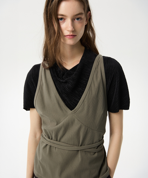 Halter Layered Vest (Khaki)