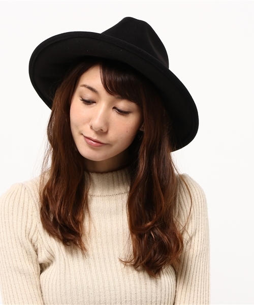 CABLOCAMURIE (カブロカムリエ)の「CABLOCAMURIE カブロカムリエ HAT POLY FELT FOLD BRIM FAUX WOOL NO BAND BLACK(ハット・レディース・ブラック・MEDIUM)」の7枚目の写真