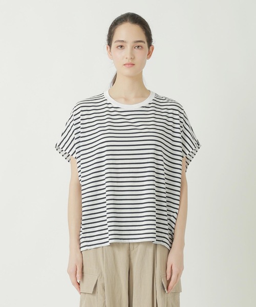 ZUCCa(ズッカ)の「DRAPE STRIPE JERSEY / S(Tシャツ/カットソー・レディース・ネイビー/ホワイト/ブラック・M size)」の2枚目の写真